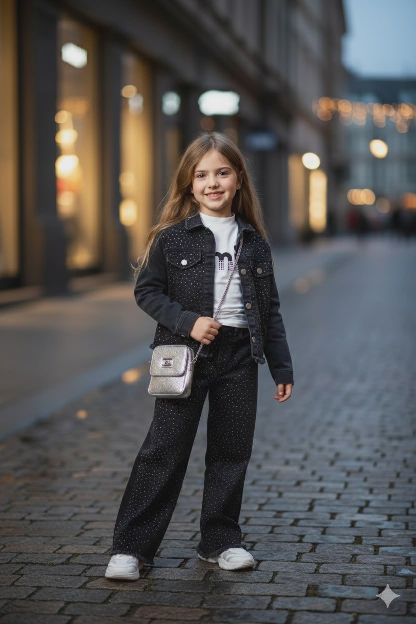 ✨ Ensemble Jeans Fillette Bling Bling ✨