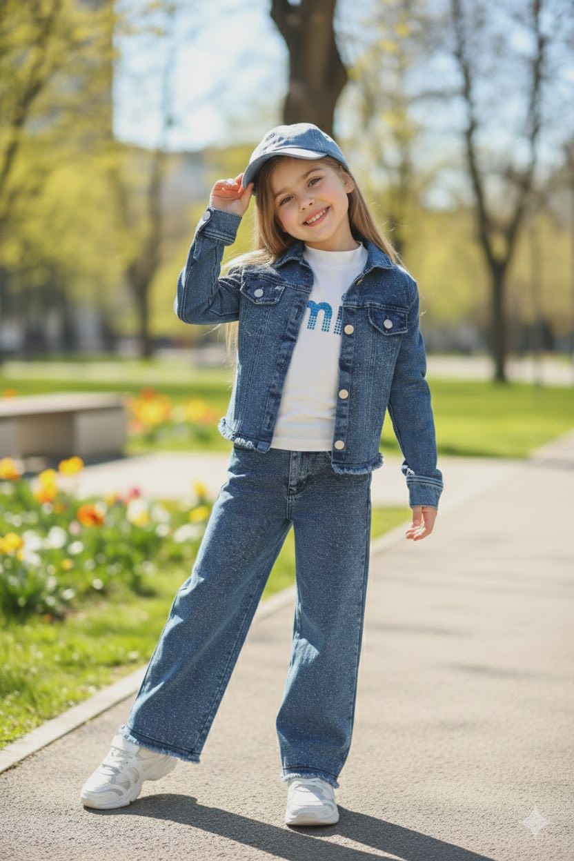 ✨ Ensemble Jeans Fillette Bling Bling ✨